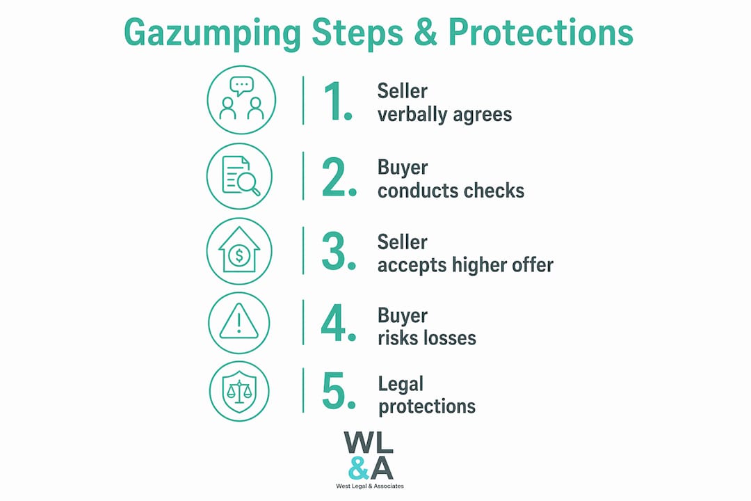 Infographic showing gazumping process and protections