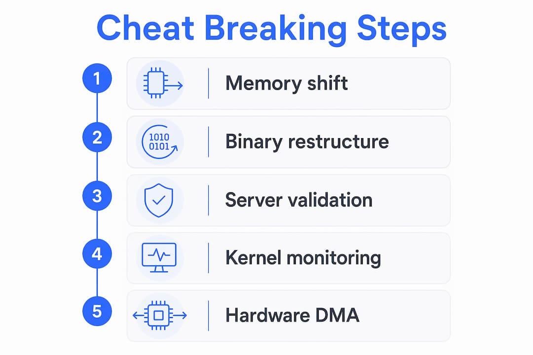 Infographic illustrating cheat breaking steps
