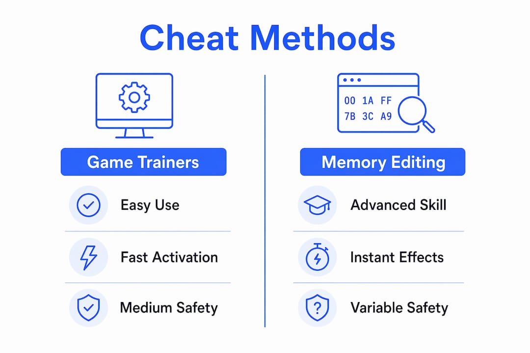 Infographic comparing cheat tool categories