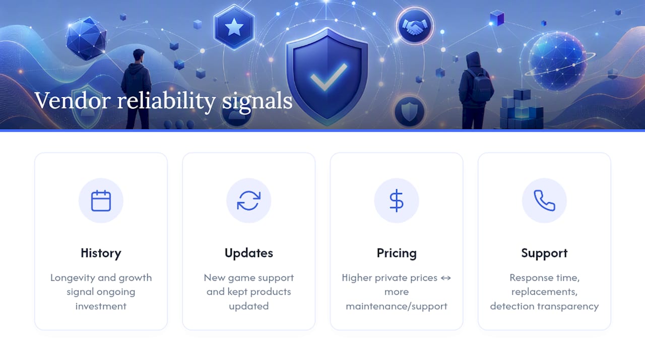 Four criteria for evaluating cheat vendors