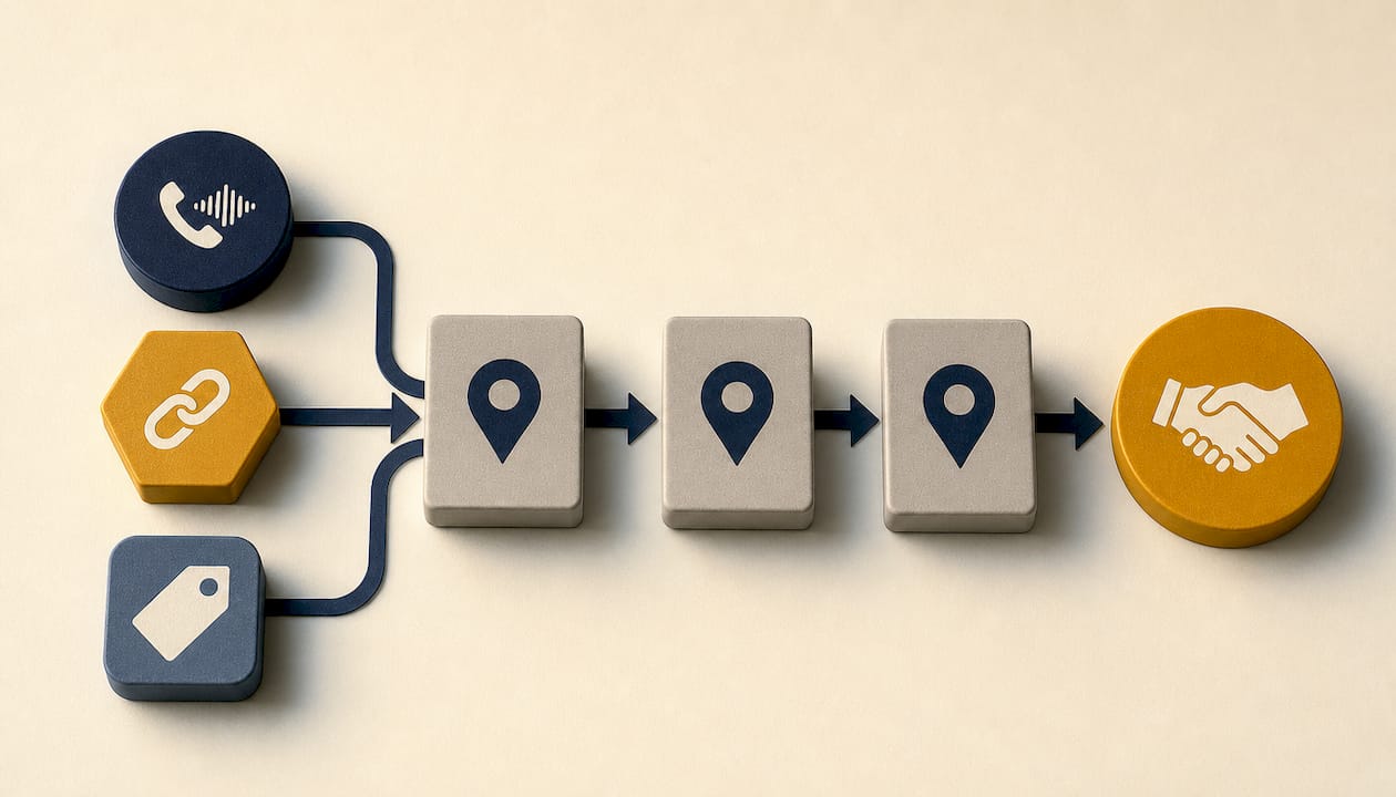 Lead source tracking through engagement stages