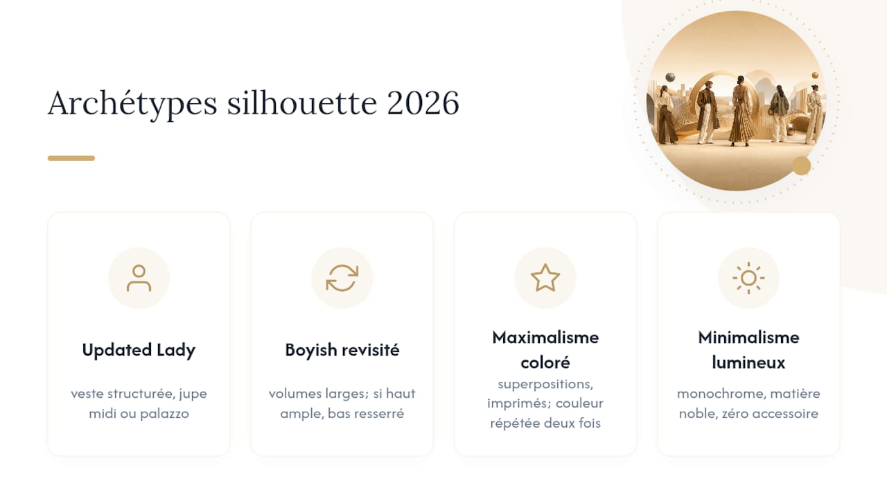 Tableau comparatif des grandes tendances de silhouettes en vogue pour la mode 2026