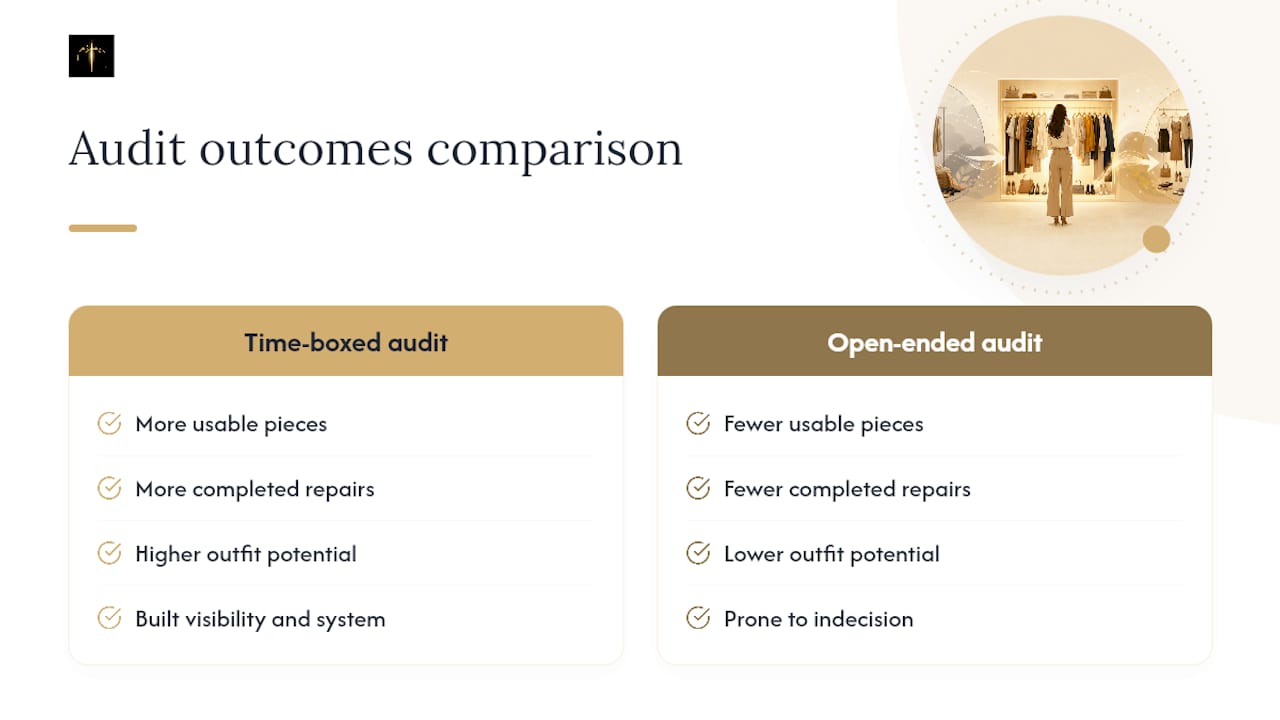 Diagram showing benefits of wardrobe audit