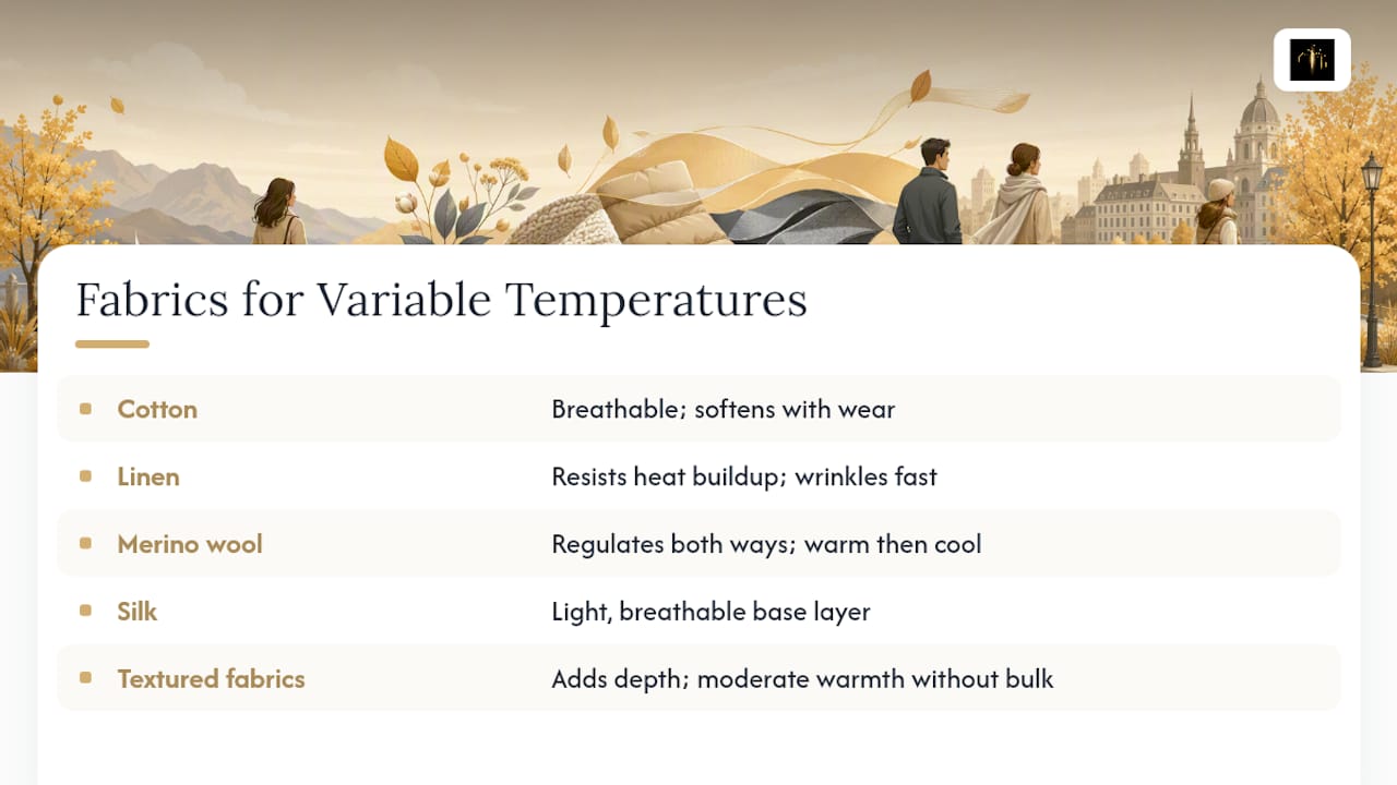 Comparison chart of mid-season fabric properties