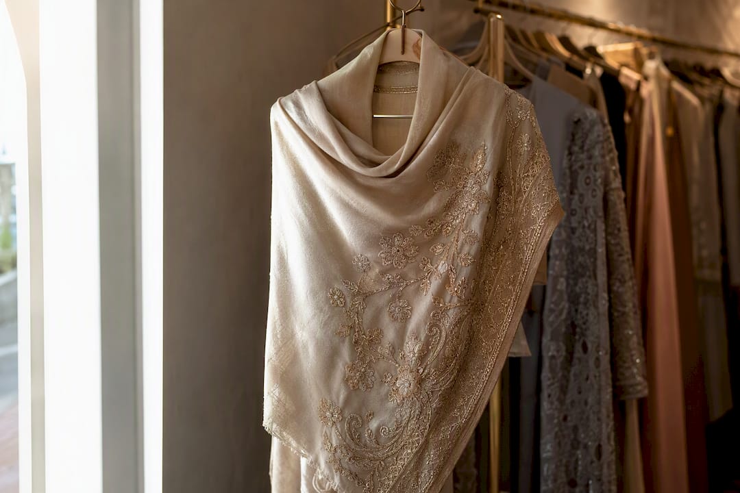 Elegant shawl for modest wedding outfit