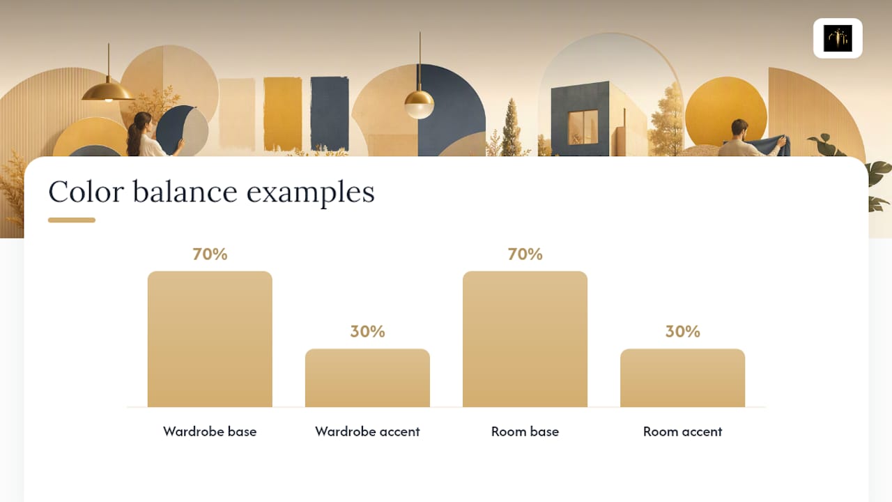 Seventy thirty color balance for wardrobe and home
