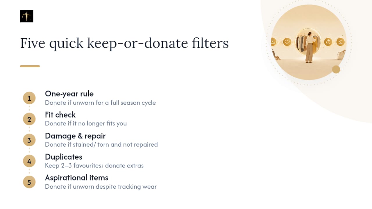 Five filters for keeping or donating clothes