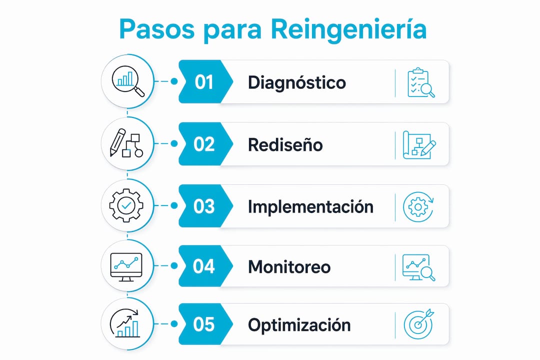 Infografía: guía práctica para llevar a cabo la reingeniería de procesos paso a paso