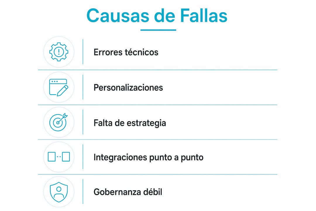 Infografía en formato vertical: principales motivos por los que fallan las integraciones