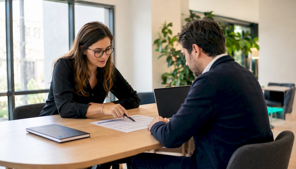 Un equipo de expertos analiza la matriz de evaluación para la automatización.