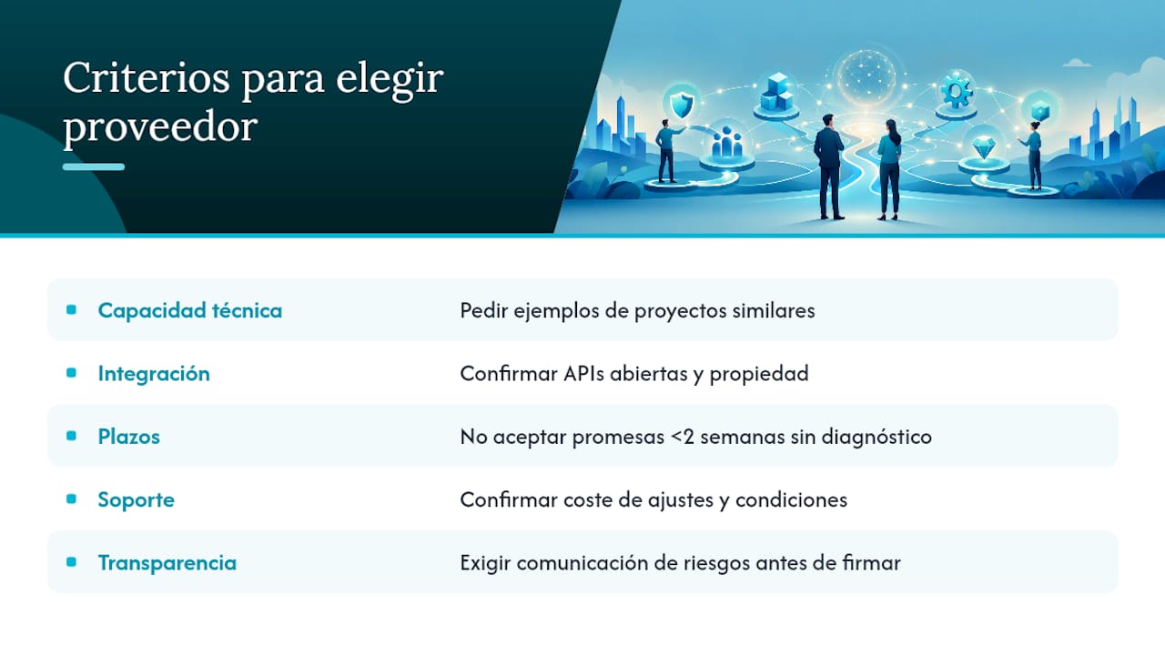 Criterios para elegir proveedor tecnológico — overview diagram