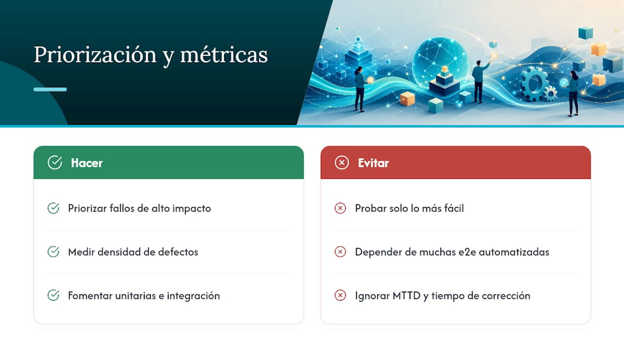 Priorización por riesgo y métricas que de verdad importan — overview diagram