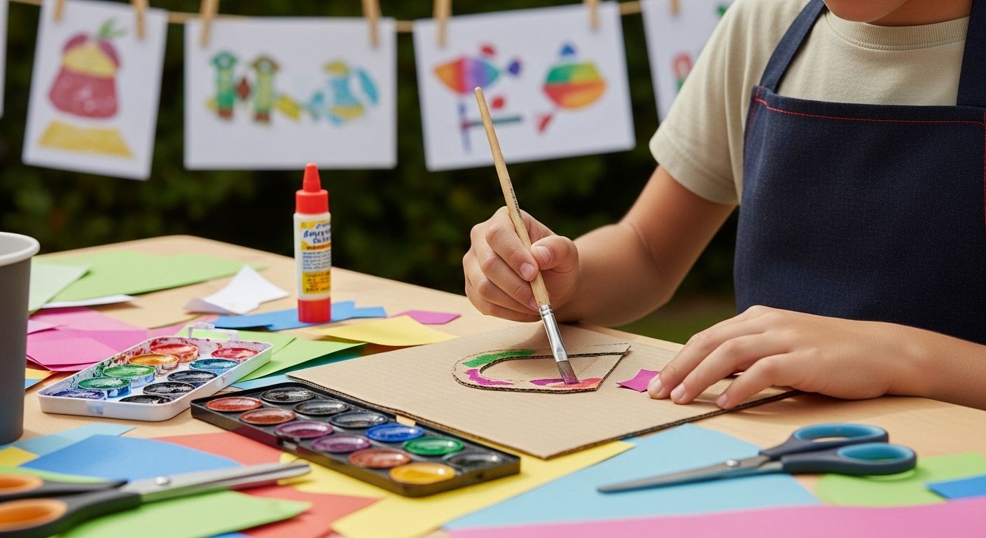 kreatives basteln mit kindern, kinder malen, bastelprojekt