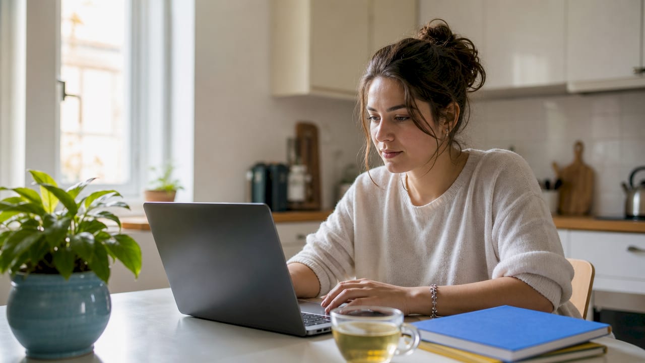 Hands typing on laptop completing cash bonus requirements