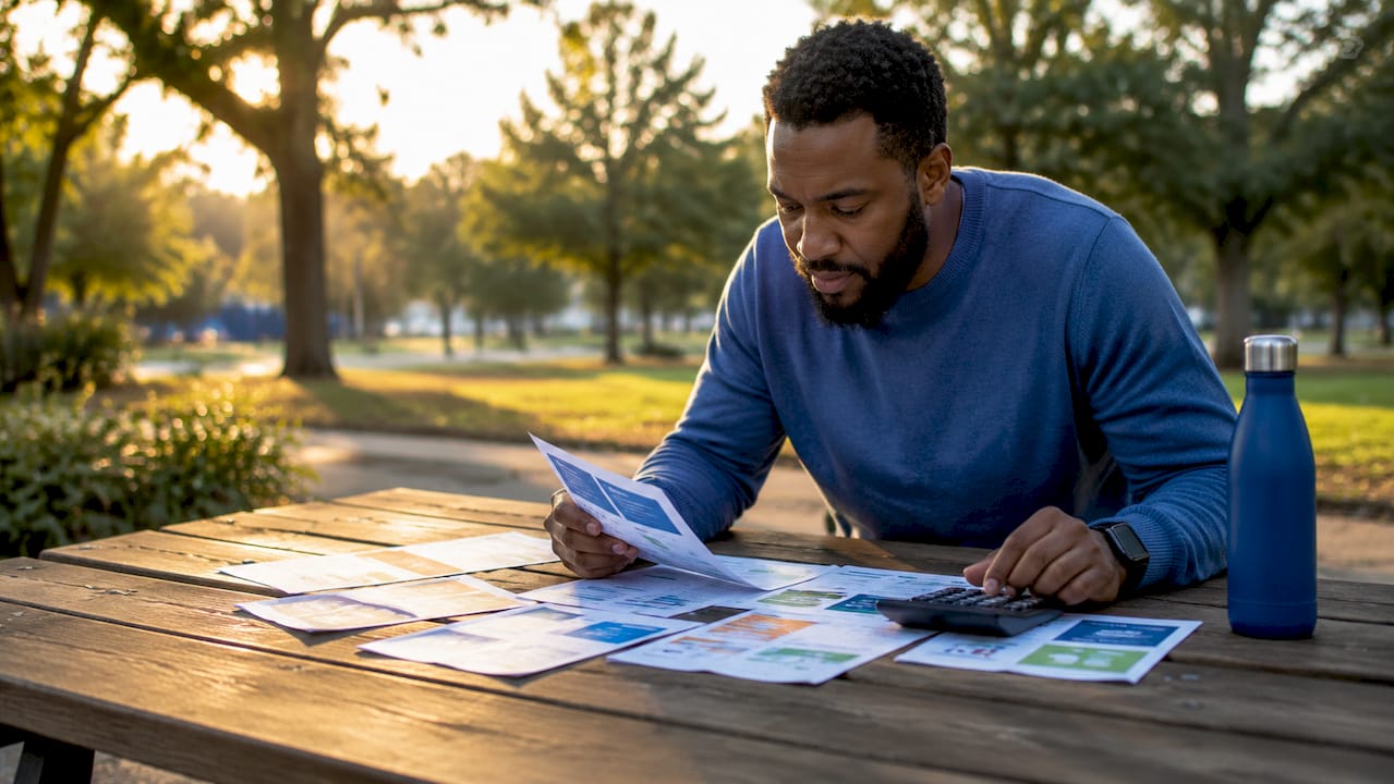 Man reviewing signup bonus paperwork