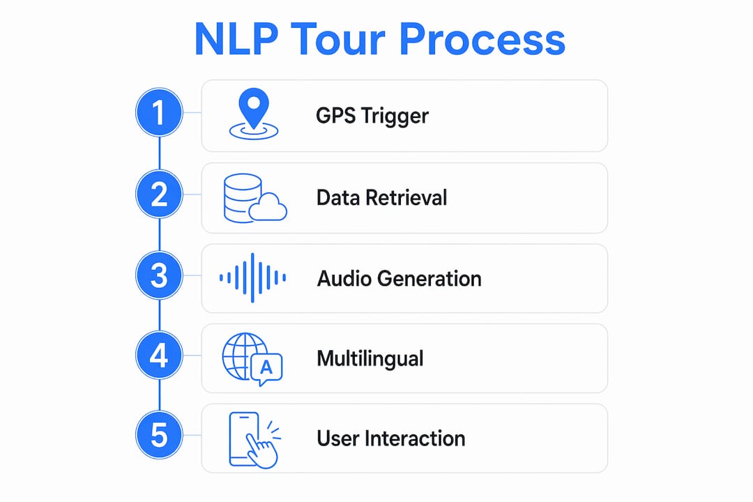 Infographic depicting five steps in NLP guided tour process