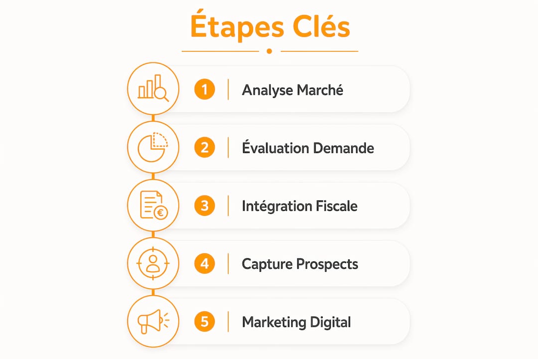 Schéma visuel détaillant les différentes étapes clés pour réussir sa stratégie de location immobilière résidentielle