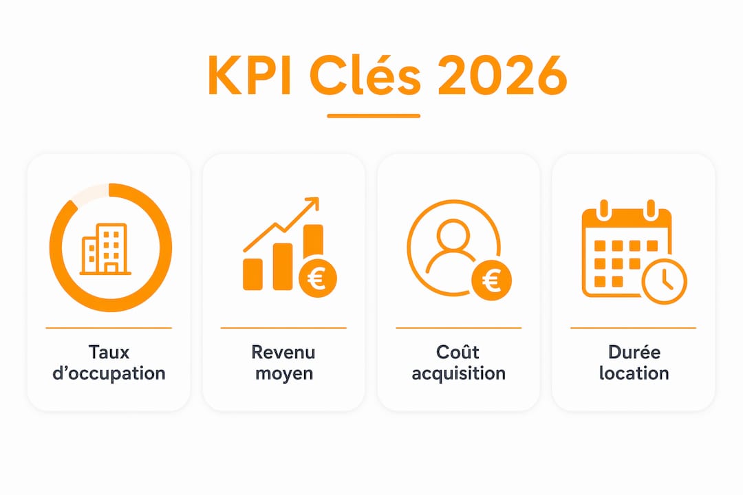 Visuel synthétique des indicateurs essentiels pour piloter la stratégie marketing locative 2026