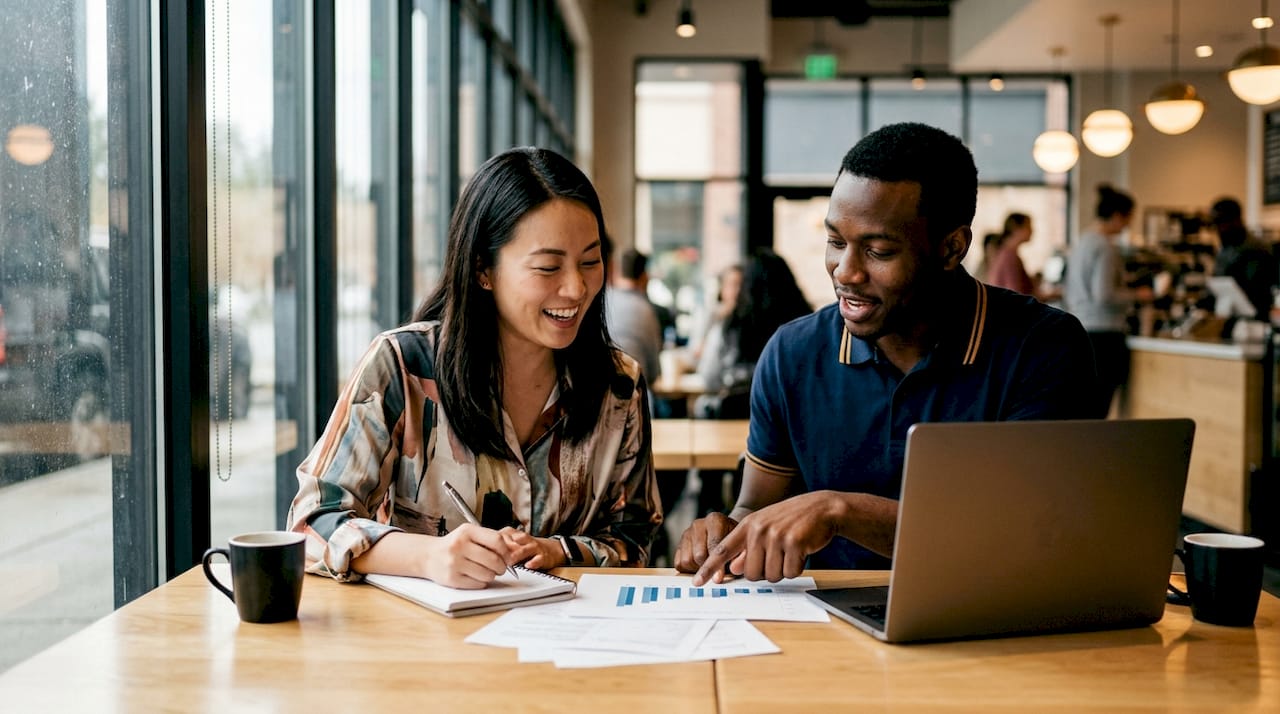 Deux collègues échangent sur les atouts de la gestion locative.