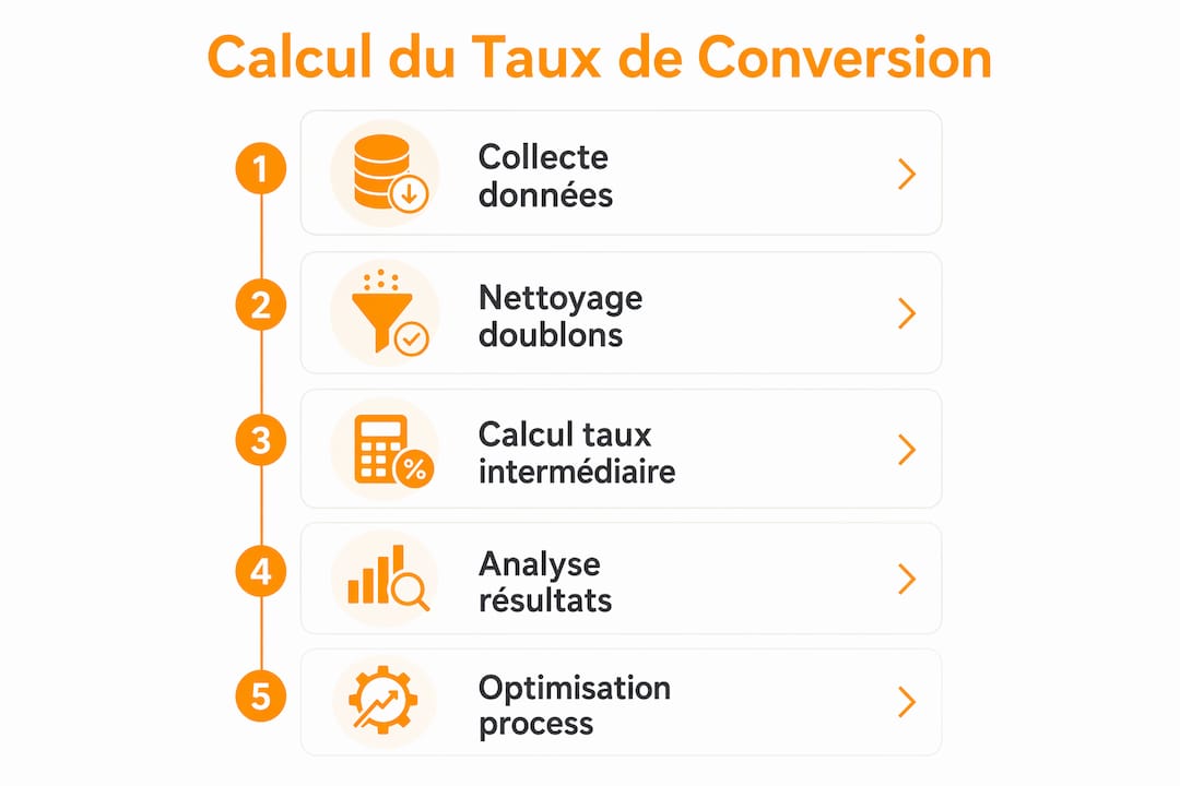 Infographie : les différentes étapes pour déterminer le taux de conversion