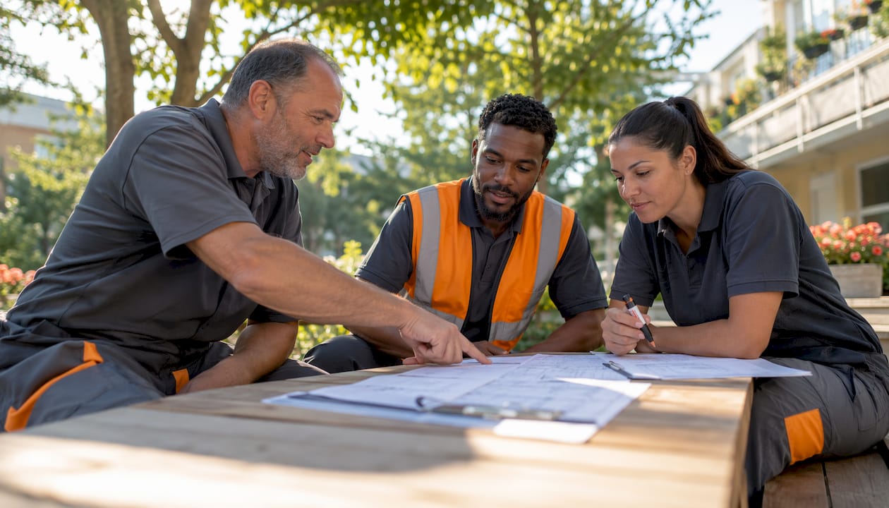 L’équipe de maintenance fait le point sur le planning des interventions.
