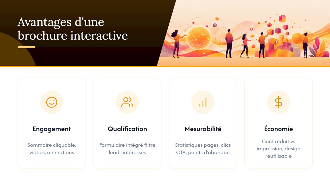 Schéma illustrant les atouts d’une brochure interactive
