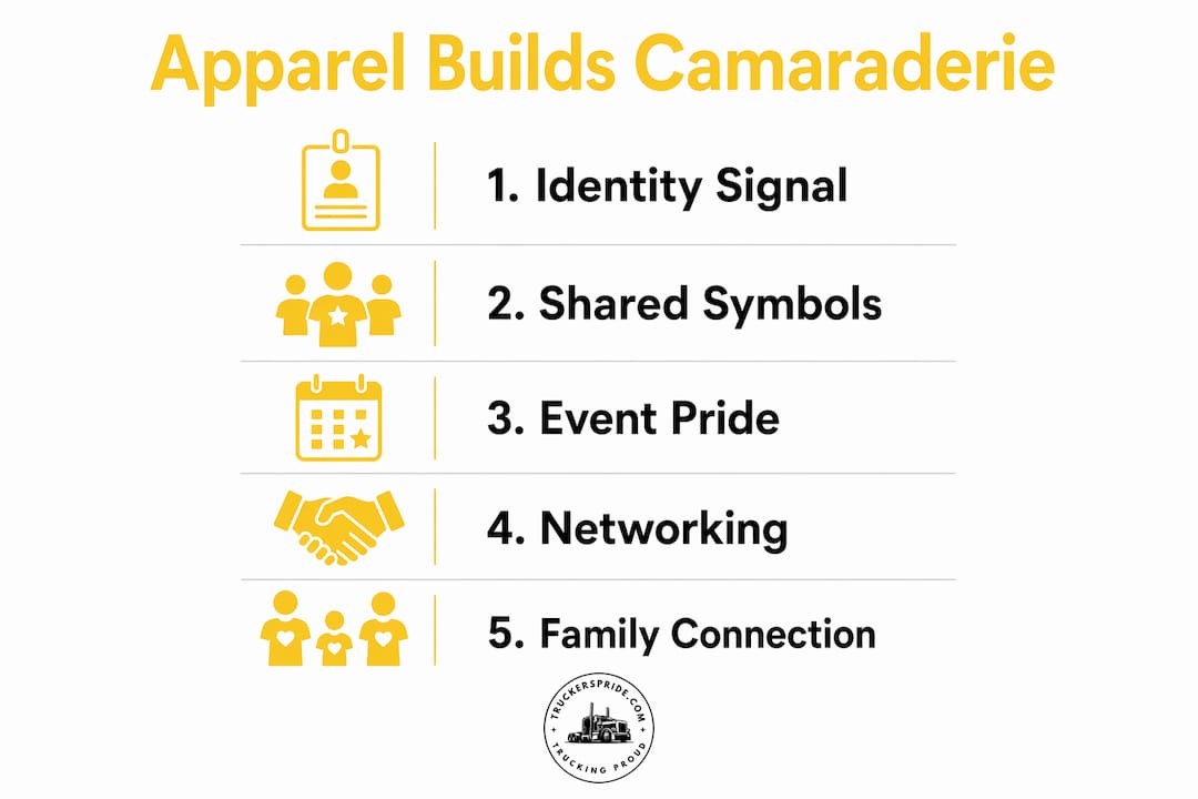 Infographic showing how trucking apparel creates camaraderie
