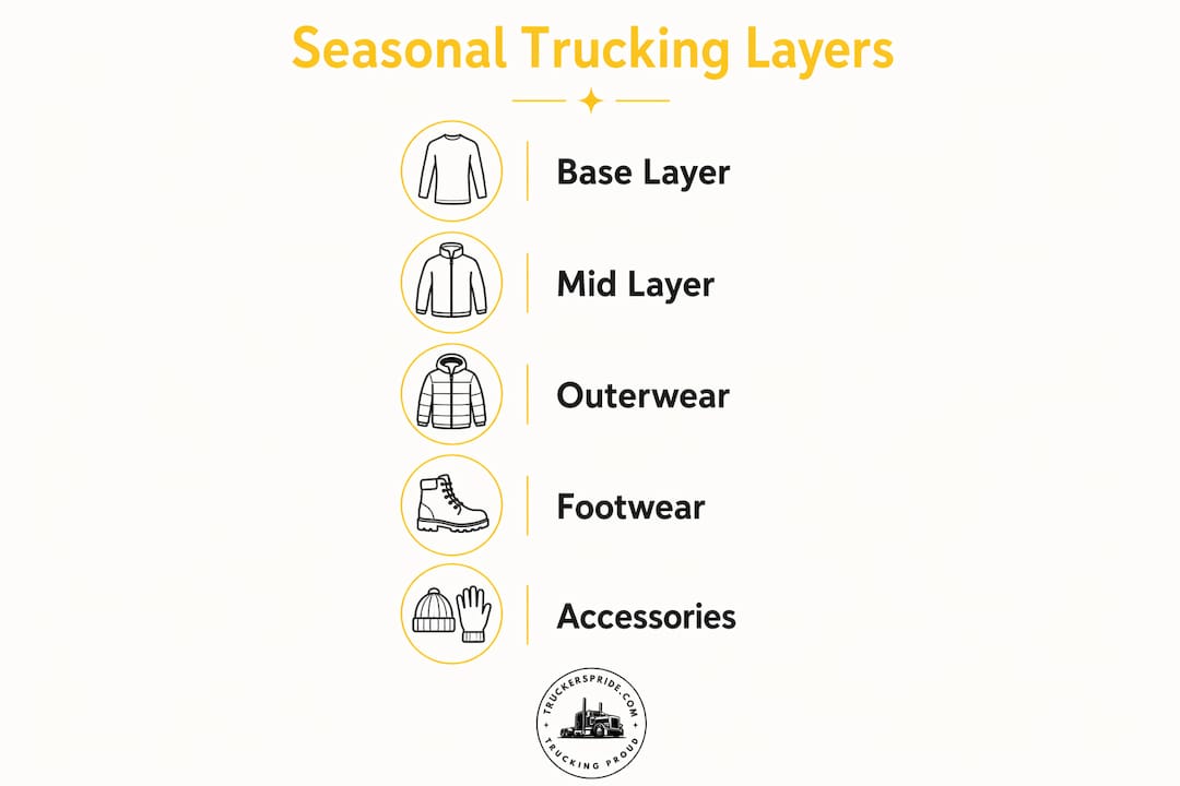 Infographic of seasonal trucking clothing layers