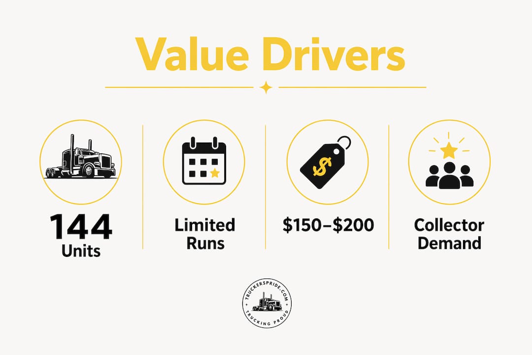 Infographic illustrating scarcity and value factors in limited-edition trucker gear