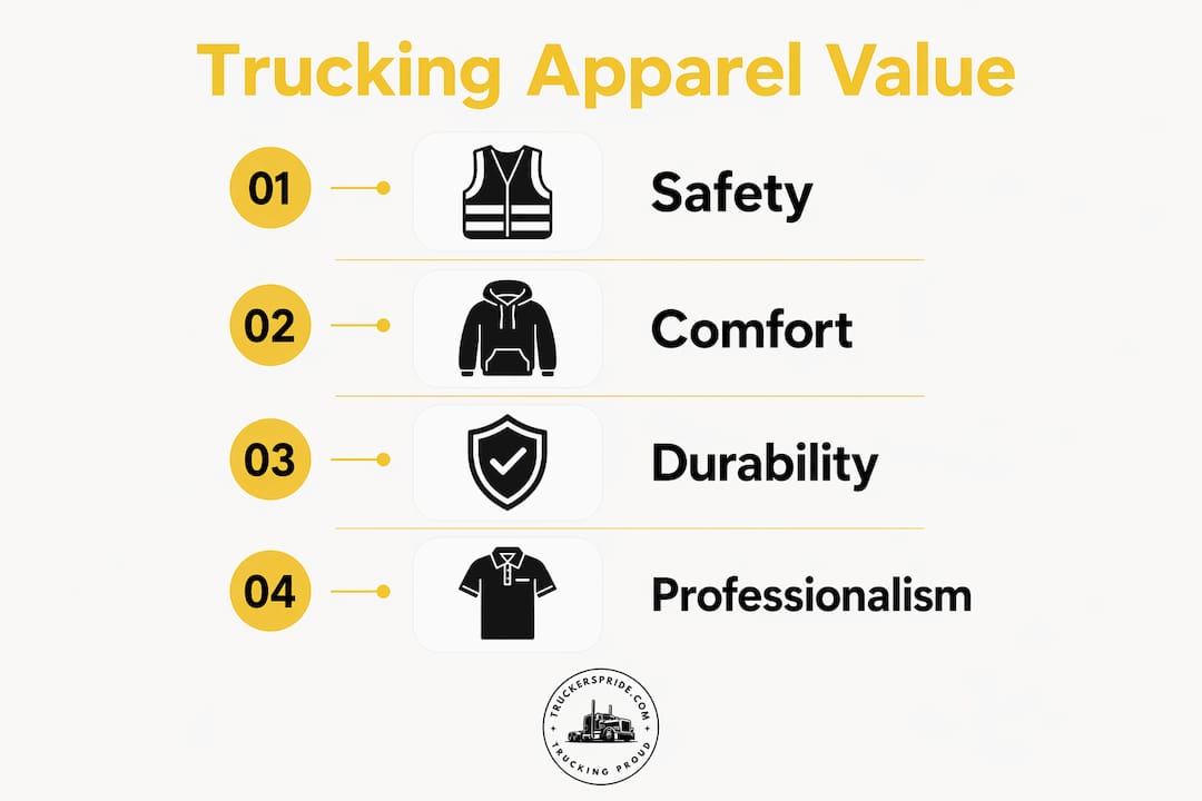 Infographic showing key factors of trucking apparel value