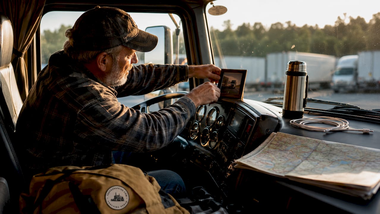 Trucker personalizing sleeper cab interior