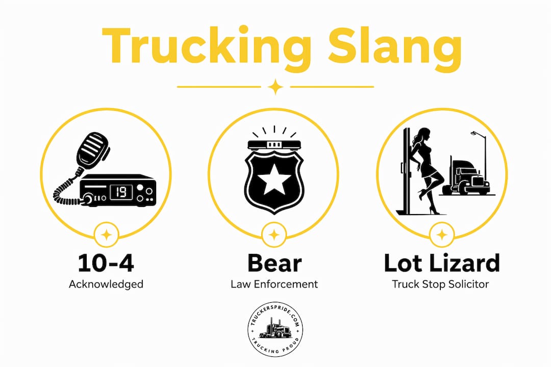 Infographic displaying common trucking slang with meanings
