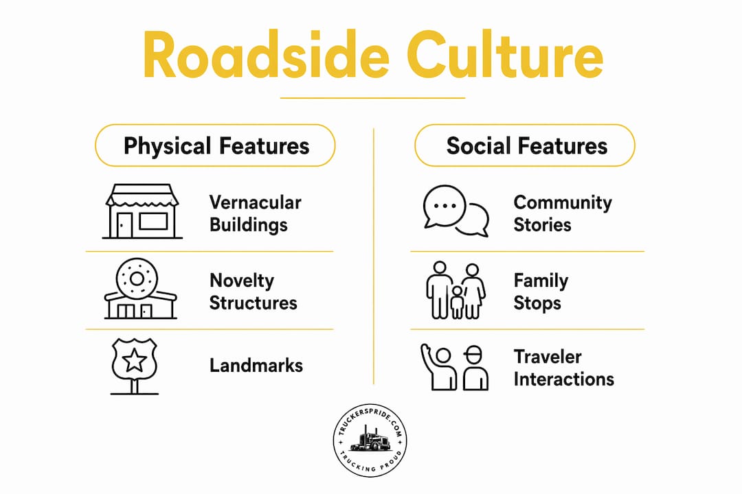 Infographic comparing physical and social features of roadside culture
