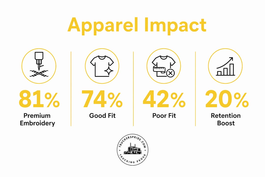 Infographic showing apparel quality and retention statistics