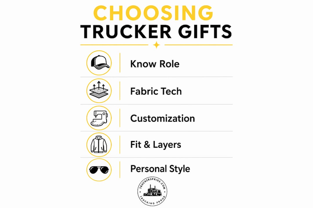 Infographic on steps to choose trucker apparel gifts