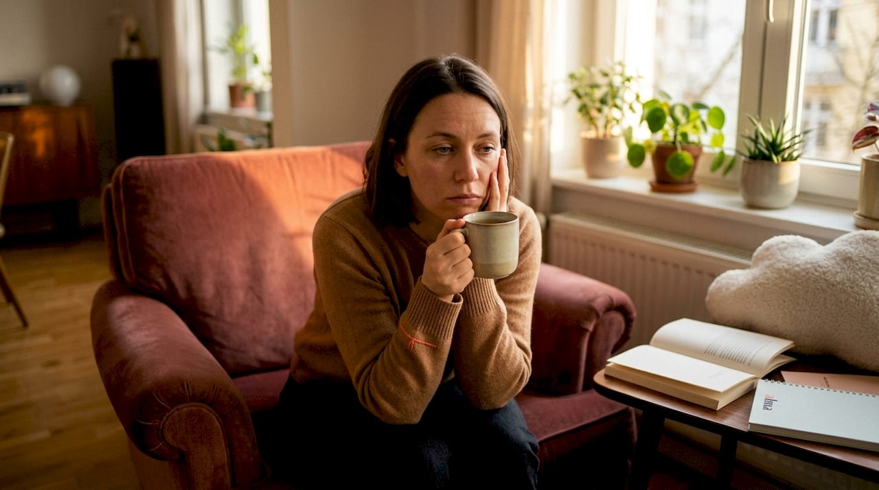 On voit clairement que cette femme est épuisée, son visage trahit son stress et son anxiété.