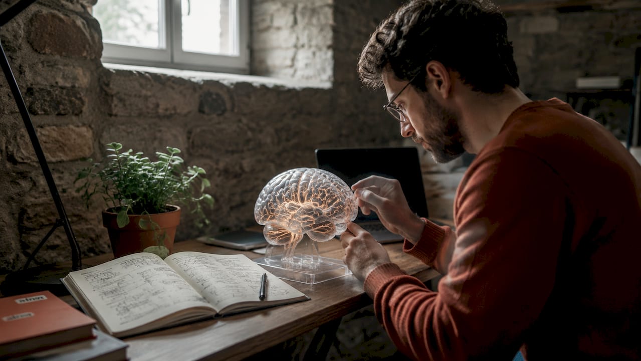 Représentation du cerveau mettant en avant les réseaux neuronaux