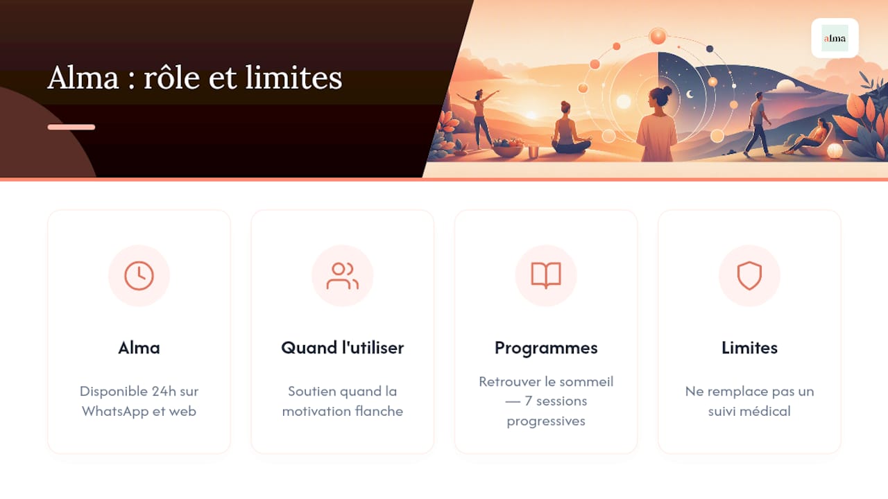 Alma, une présence pour tenir vos routines quand la motivation s'effrite - overview diagram