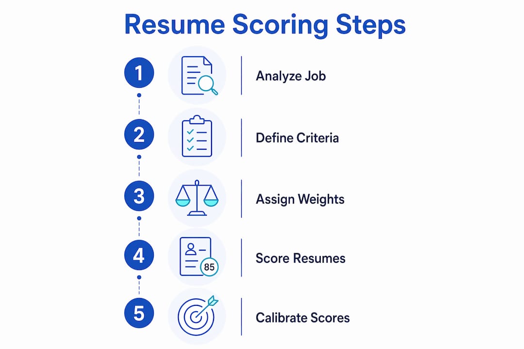 Infographic showing step-by-step resume scoring process