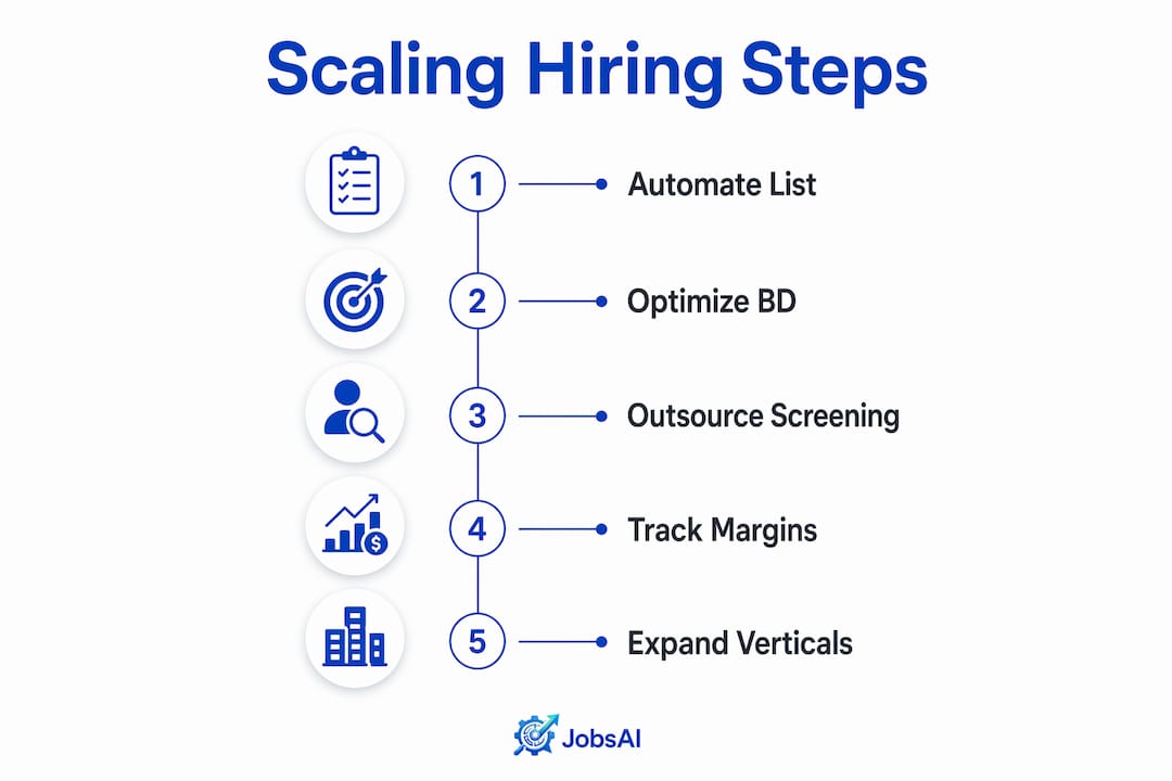 Infographic showing five steps to scale hiring