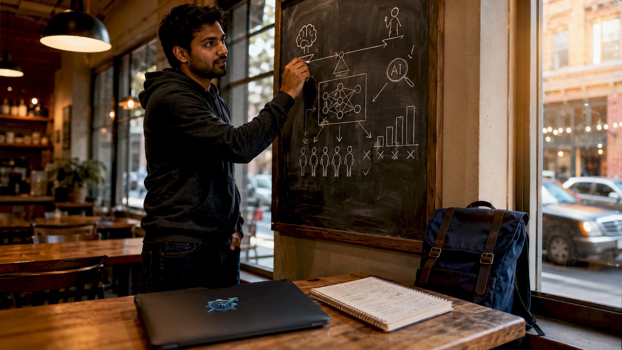 Data scientist working on AI bias diagrams