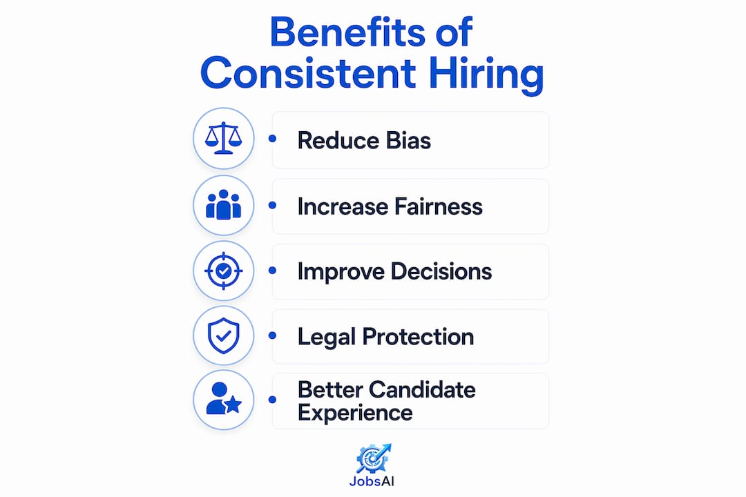 Infographic showing benefits of consistent hiring criteria