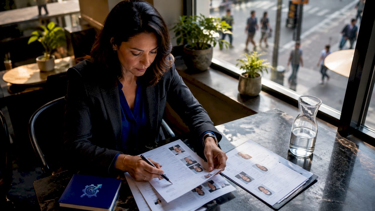 Hiring manager reviewing AI candidate shortlist