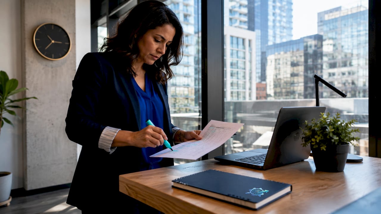 Recruiter reviewing candidate sourcing documents