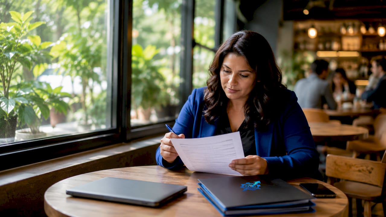 Staffing agency team member reviewing client intake
