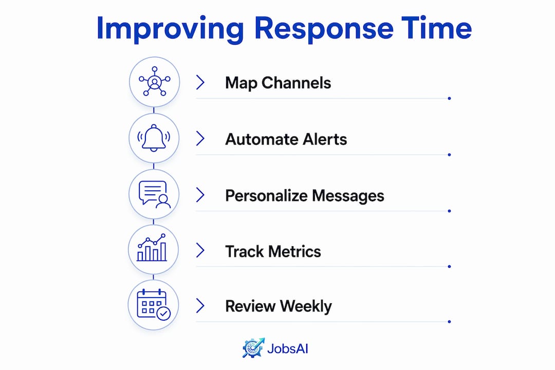 Infographic showing steps to improve recruiter response time