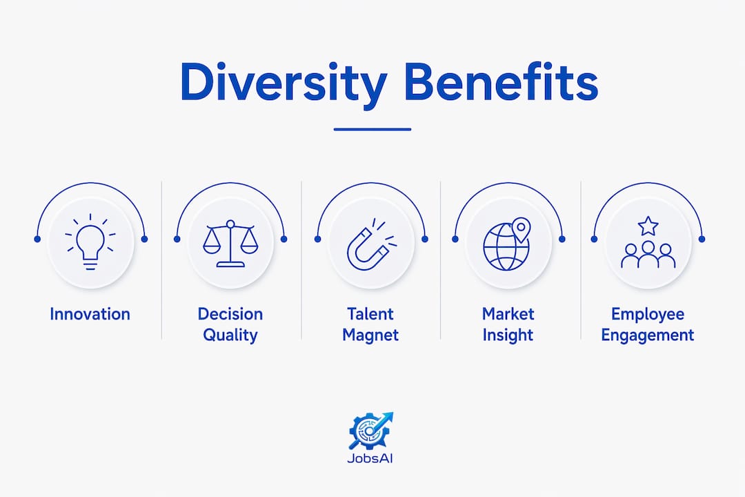 Infographic illustrating strategic benefits of diversity