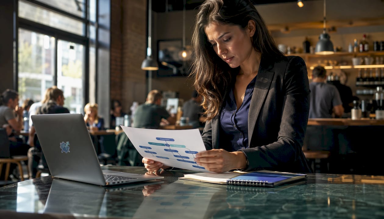 Recruiter reviewing hiring pipeline notes
