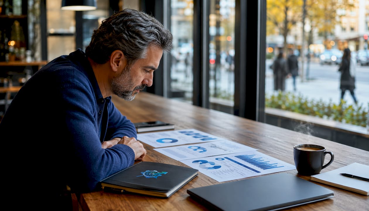 Manager examining hiring pipeline metrics