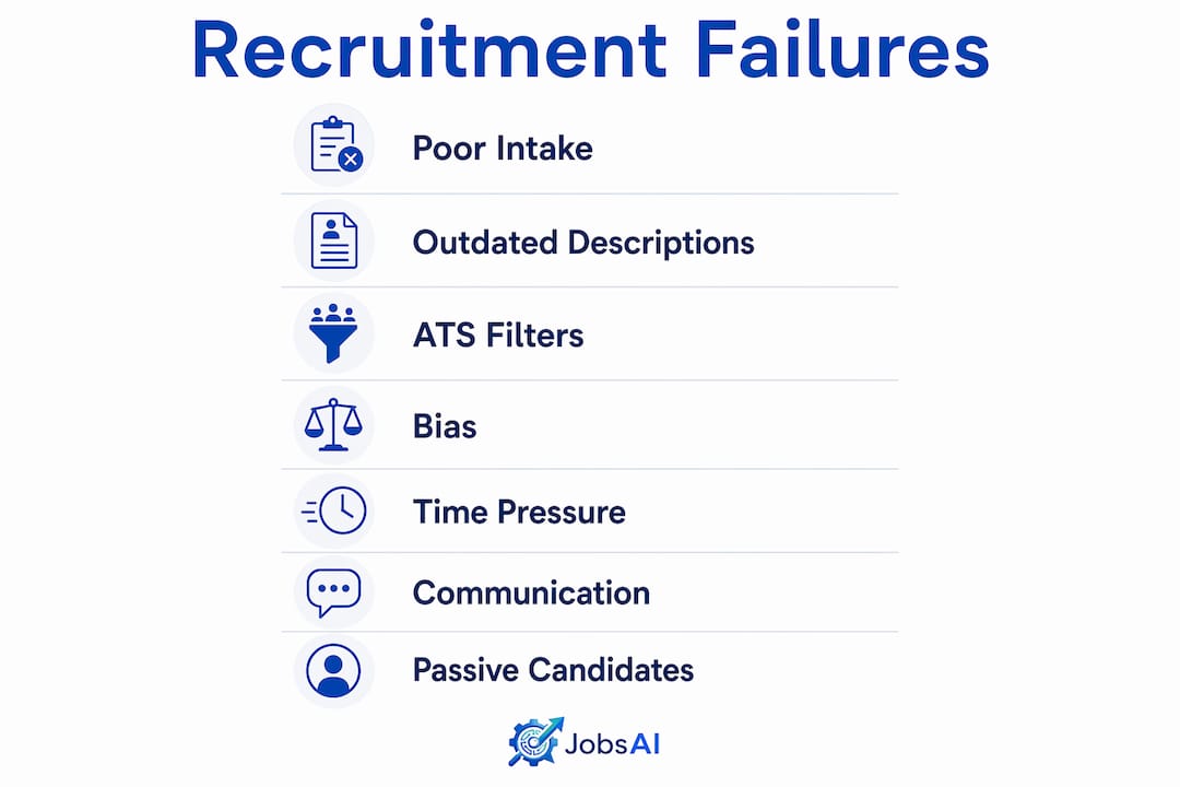 Infographic outlining key recruitment failures